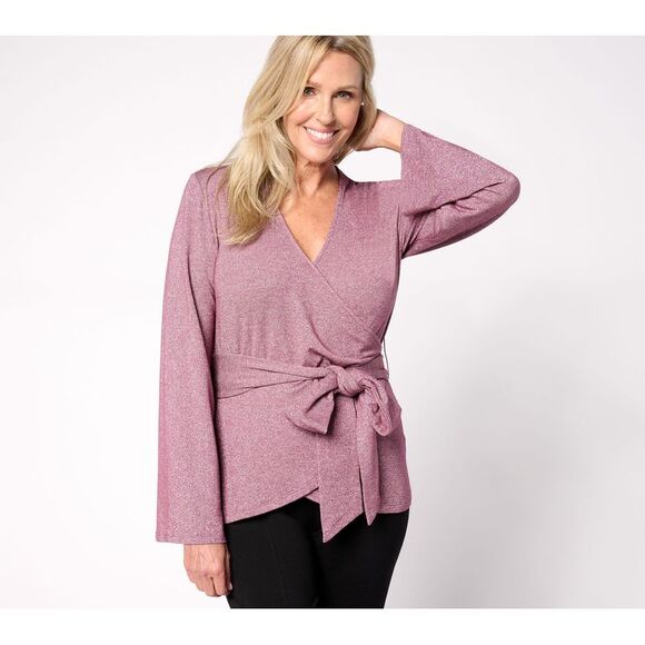 Me by Jennie Garth Women's Top Sz L Wilder Knit Wrap Pink A672540 - Picture 1 of 4